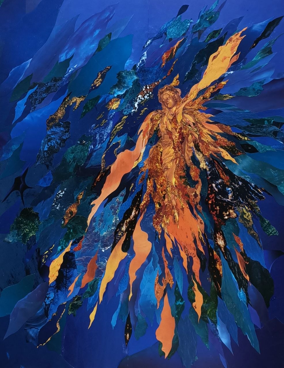 Fire Figure in Blue Water